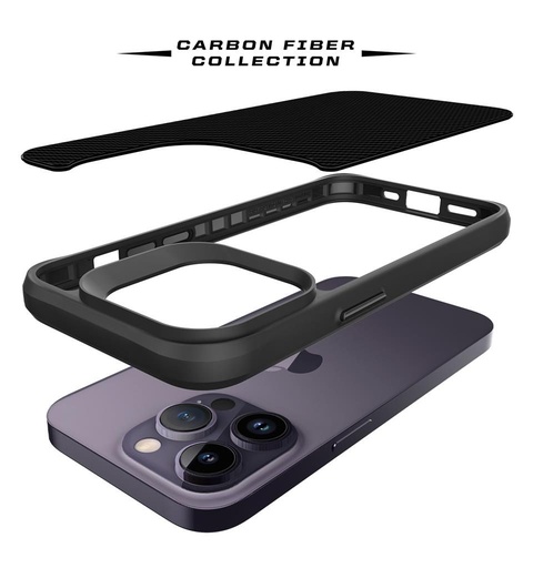 Apple iPhone 14 Pro Max TOKO Carbon fiber zadní kryt (Černá)