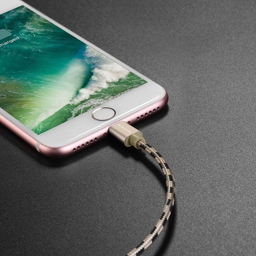Borofone BX24 lightning kabel, látka, 1m, zlatá