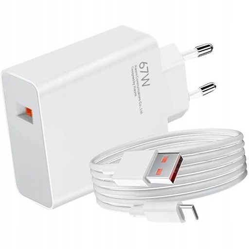 Xiaomi síťový nabíječka Type-C s kabelem (Bílá) - 67W - MDY-12-EH