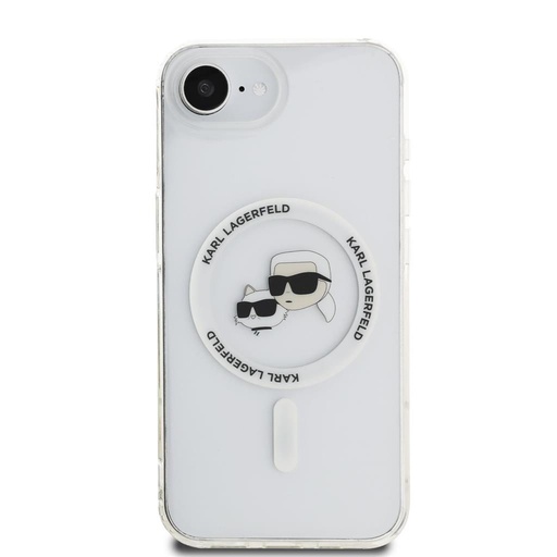 Apple iPhone 16e Karl Lagerfeld IML K&CH Heads Metal Frame MagSafe pouzdro (Průhledný) – KLHMPSE4HLSKCH