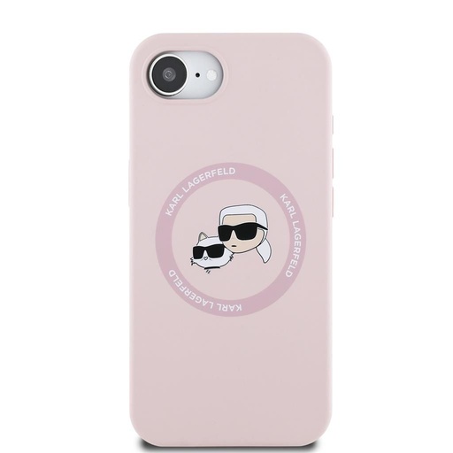 Apple iPhone 16e Karl Lagerfeld Liquid Silicone K&CH Heads MagSafe pouzdro (Růžová) – KLHMPSE4SKCHTCP
