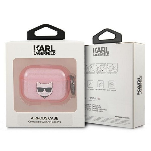 Apple AirPods Pro Karl Lagerfeld třpytivý pouzdro Choupette (Růžová) – KLAPUCHGP