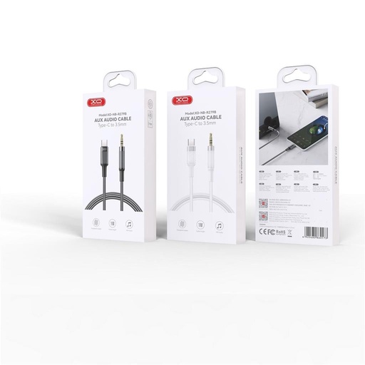 XO NB-R279B USB-C – 3,5 mm audio kabel (Bílá) – 1,0 m