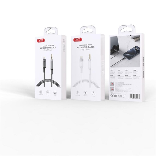 XO NB-R279A Lightning – 3,5 mm audio kabel (Bílá) – 1,0 m