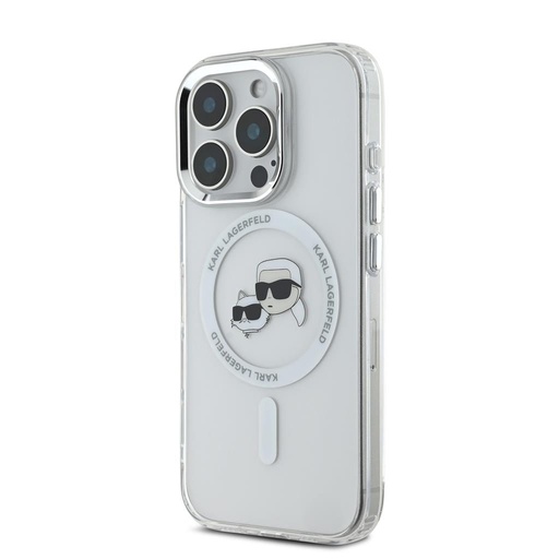Apple iPhone 16 Pro Max Karl Lagerfeld IML K&CH Heads Metal Frame MagSafe pouzdro (Průhledný) - KLHMP16XHLSKCH