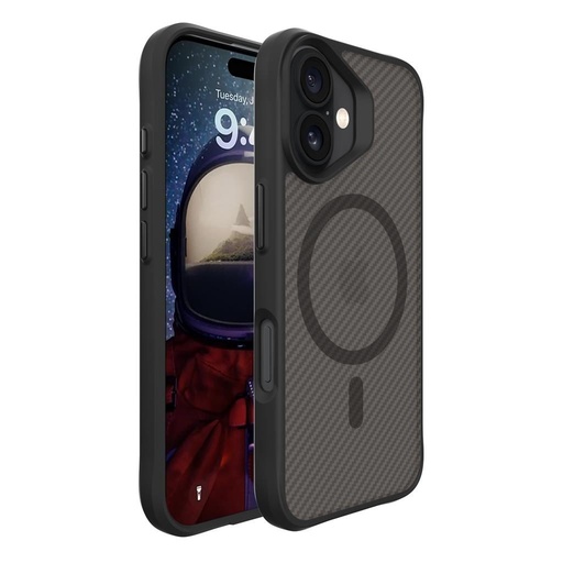 Apple iPhone 16 TOKO Carbon fiber MagSafe zadní kryt (Černá)