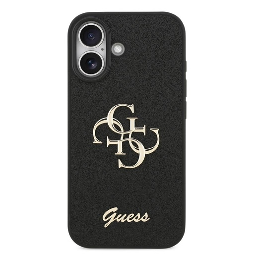 Guess PU Fixed Glitter 4G Metal Logo pouzdro iPhone 17 (Černá) - GUHCP17SHG4SGK