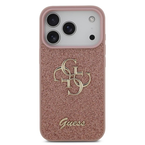 Guess PU Fixed Glitter 4G Metal Logo pouzdro iPhone 17 Pro (Růžová) - GUHCP17LHG4SGP