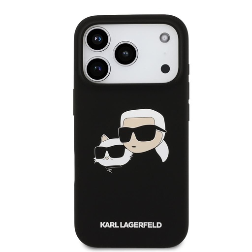 Karl Lagerfeld Liquid Silicone Double Heads MagSafe pouzdro iPhone 17 Pro (Černá) - KLHMP17LSKCHPPLK