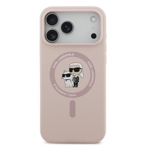 Karl Lagerfeld Liquid Silicone Karl and Choupette MagSafe pouzdro iPhone 17 Pro Max (Růžová) - KLHMP17XSCMKCRHP