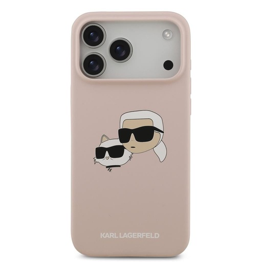 Karl Lagerfeld Liquid Silicone Double Heads MagSafe pouzdro iPhone 17 Pro Max (Růžová) - KLHMP17XSKCHPPLP