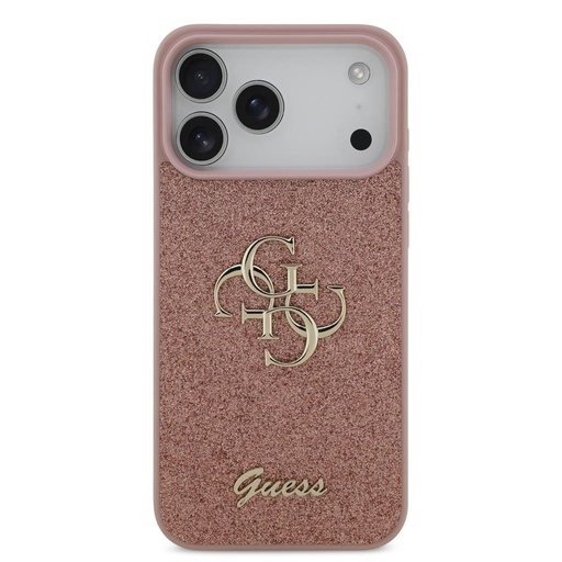 Guess PU Fixed Glitter 4G Metal Logo pouzdro iPhone 17 Pro Max (Růžová) - GUHCP17XHG4SGP
