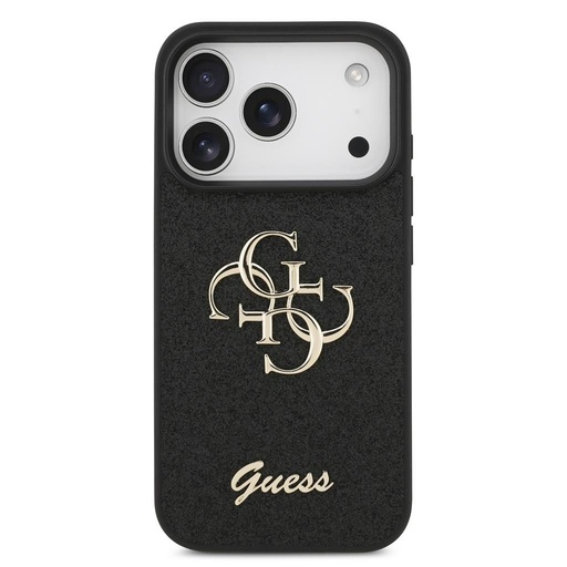 Guess PU Fixed Glitter 4G Metal Logo pouzdro iPhone 17 Pro (Černá) - GUHCP17LHG4SGK