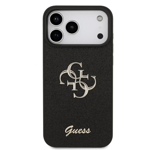 Guess PU Fixed Glitter 4G Metal Logo pouzdro iPhone 17 Pro Max (Černá) - GUHCP17XHG4SGK