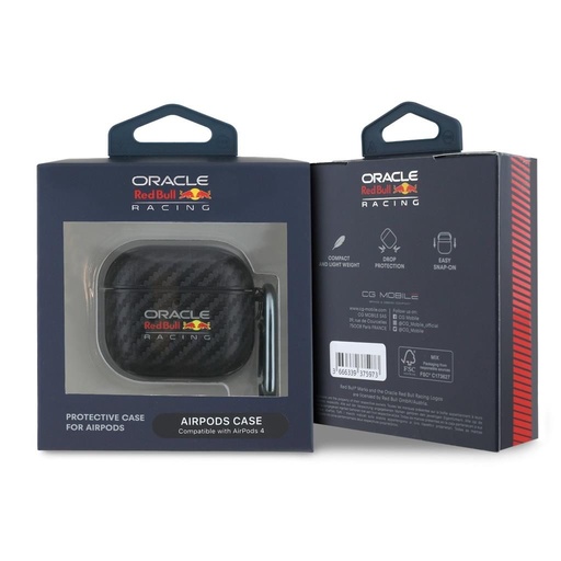 Apple AirPods 4 Červená Bull PU Carbon pouzdro AirPods 4 (Černá) - RBA4PUCAILK