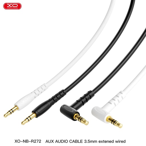 XO NB-R272 3,5 mm – 3,5 mm s úhlovým konektorem audio kabel (Bílá) - 1,0 m