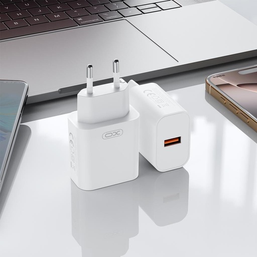 XO CE33 nástěnný nabíječka 18W QC3.0 1x USB-A (Bílá)