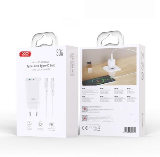 XO CE30 nástěnný nabíječka 30W 1x USB-A + 1x USB-C (Bílá)