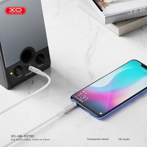 XO NB-R279C 3,5 mm – 3,5 mm audio kabel (Bílá) - 1,0 m