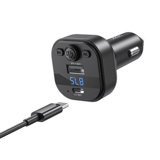XO BCC18 Bluetooth MP3 autní nabíječka 3A + Type-C kabel (Černá)