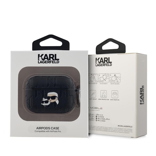 Apple AirPods Pro Karl Lagerfeld PU Embossed Karl and Choupette Heads pouzdro (Černá) - KLAPPGKCPK