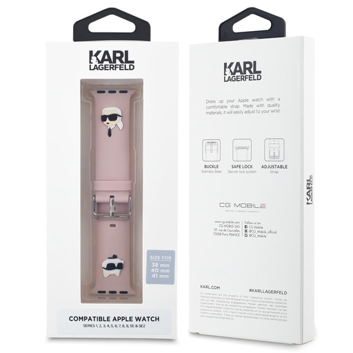 Karl Lagerfeld Karl and Choupette Head NFT Strap for Apple Watch 38/40/41 (Růžová)
