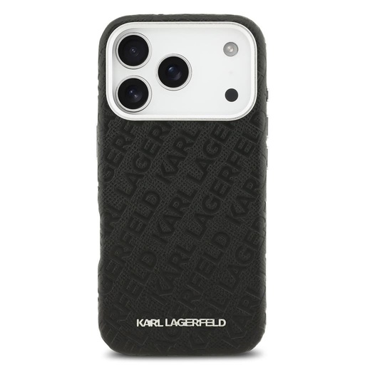 Karl Lagerfeld Grained PU Repeated Logo MagSafe pouzdro iPhone 17 Pro (Černá)