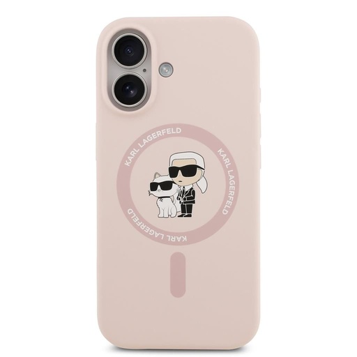 Karl Lagerfeld Liquid Silicone Karl and Choupette MagSafe pouzdro iPhone 17 (Růžová)