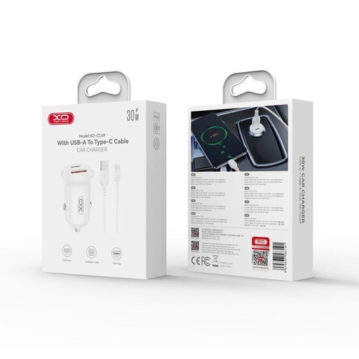 XO CC69 Mini Smart autní nabíječka (Bílá) - 30W, A+C