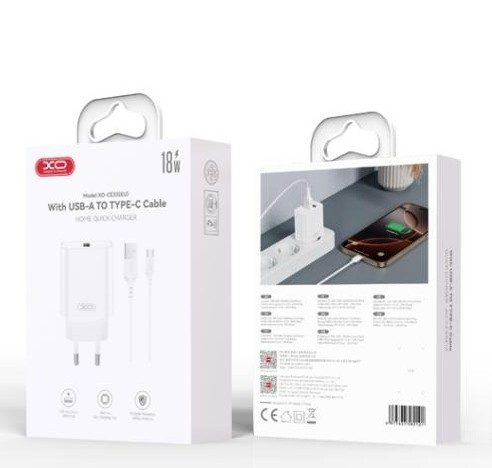 XO CE33(EU) síťový rychlonabíječka + Type-C kabel (Bílá) - 18W, QC3.0, NB103 sada