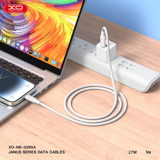 XO NB-Q265B Minimalist Series Type-C-Type-C datový kabel (Bílá) - 60W