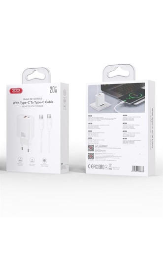 XO CE40(EU) síťový rychlonabíječka + Type-C kabel (Bílá) - 20W, 1xUSB-A + 1xUSB-C, NB299 sada
