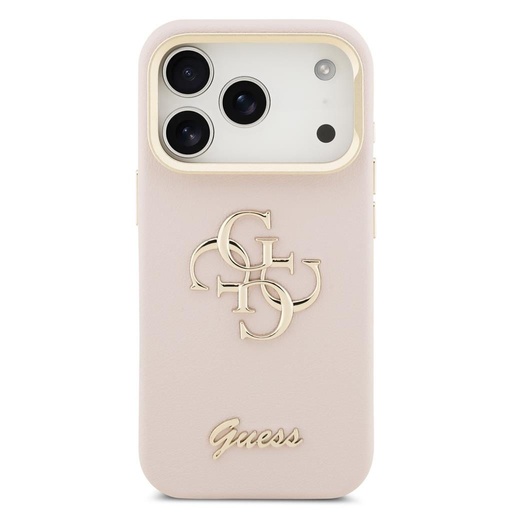 Guess PU Grained 4G Logo Stand Camera Frame iPhone 17 Pro (Růžová)