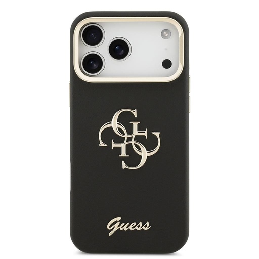 Guess PU Grained 4G Logo Stand Camera Frame iPhone 17 Pro Max (Černá)