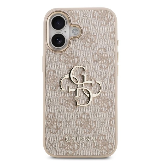 Guess PU Leather 4G Metal Logo Zlatá Frame iPhone 17 (Růžová)