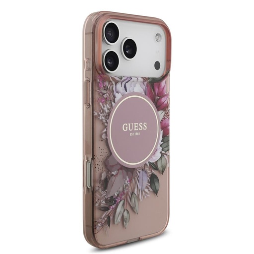 Guess IML Flowers Strap MagSafe iPhone 17 Pro Max (Růžová)