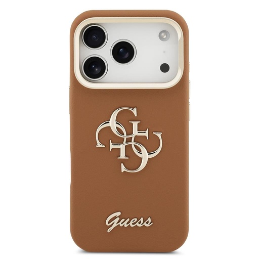 Guess PU Grained 4G Logo Stand Camera Frame iPhone 17 Pro (Hnědá)