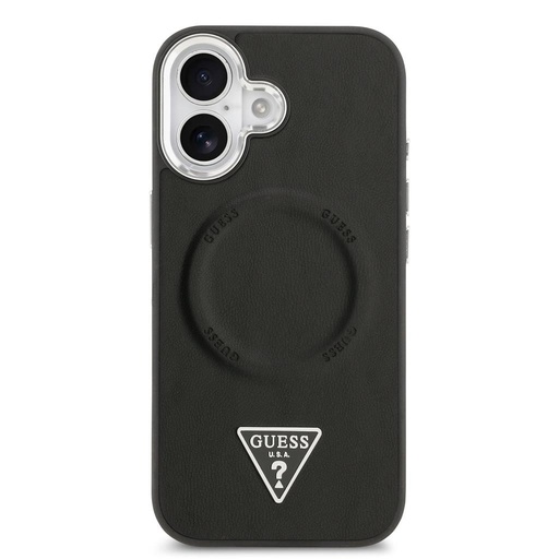 Guess PU Leather Triangle Logo MagSafe iPhone 17 (Černá)