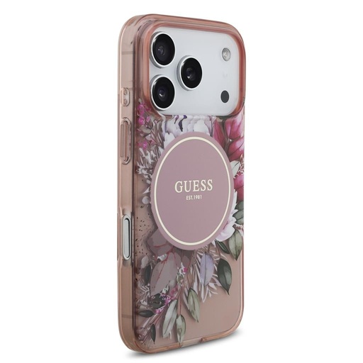 Guess IML Flowers Strap MagSafe iPhone 17 Pro (Růžová)