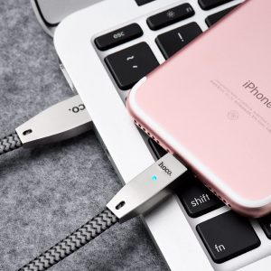 Hoco U11 zinek slitina látka lightning kabel (textilní potah), černá