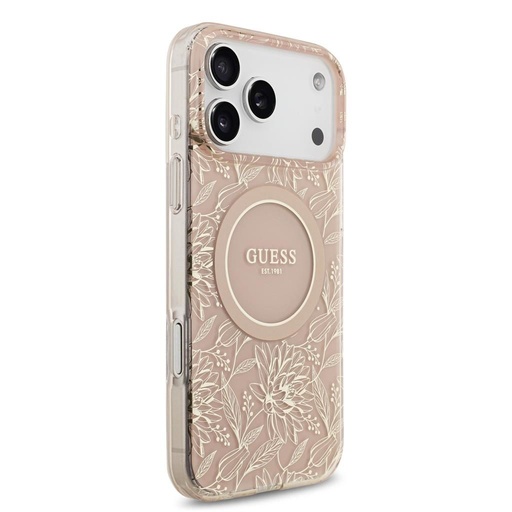 Guess IML Flowers Allover Strap MagSafe iPhone 17 Pro Max (Růžová)