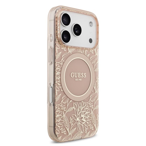 Guess IML Flowers Allover Strap MagSafe iPhone 17 Pro (Růžová)