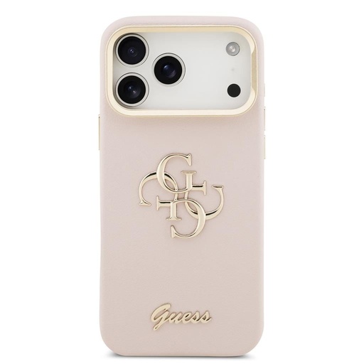 Guess PU Grained 4G Logo Stand Camera Frame iPhone 17 Pro Max (Růžová)
