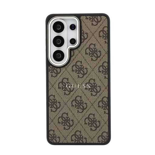 Guess PU Leather 4G Zlatá Frame Magnetic Samsung Galaxy S26 Ultra (Hnědá)