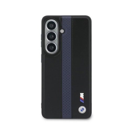 BMW M PU Leather Perforated Stripes and Metal Logo Magnetic Samsung Galaxy S26 (Modrá)