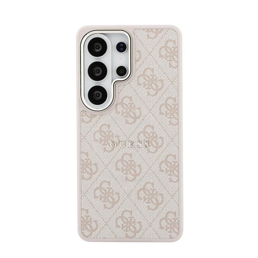 Guess PU Leather 4G Zlatá Frame Magnetic Samsung Galaxy S26 Ultra (Růžová)