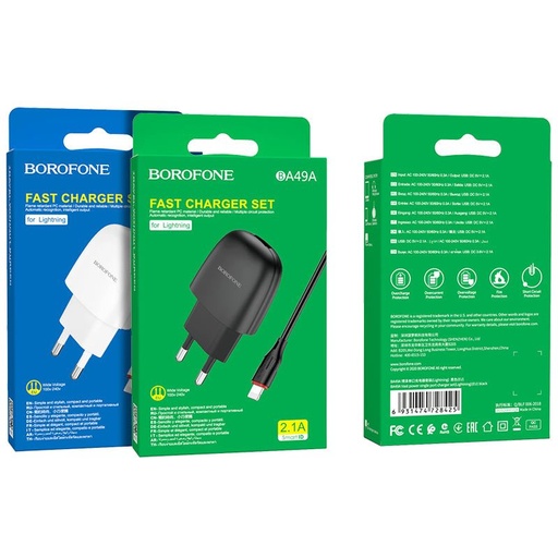 Borofone BA49A síťový nabíječka (lightning kabel), 5V 2,1A, černá