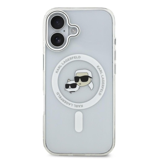 Karl Lagerfeld IML K&CH Heads Metal Frame MagSafe pouzdro iPhone 17 (Průhledný) - KLHMP17SHLSKCH