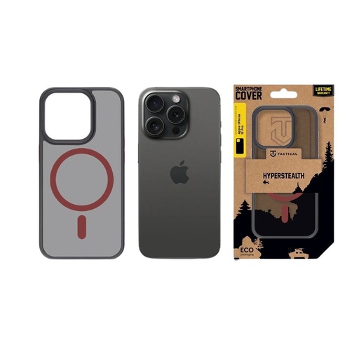 Apple iPhone 15 Pro Tactical MagForce Hyperstealth 2.0 zadní kryt (Černá - Červená)