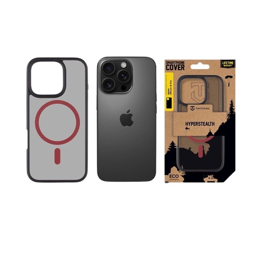 Apple iPhone 16 Pro Tactical MagForce Hyperstealth 2.0 zadní kryt (Černá - Červená)